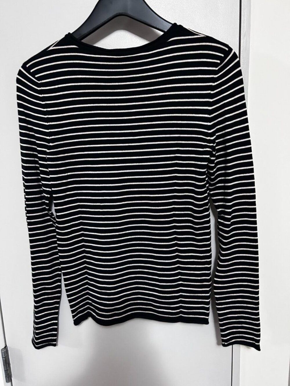 Zara Black White Striped Long Sleeve Top Shirt Women's M NWT